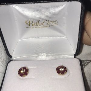 Stud earring , July birthstone (ruby)